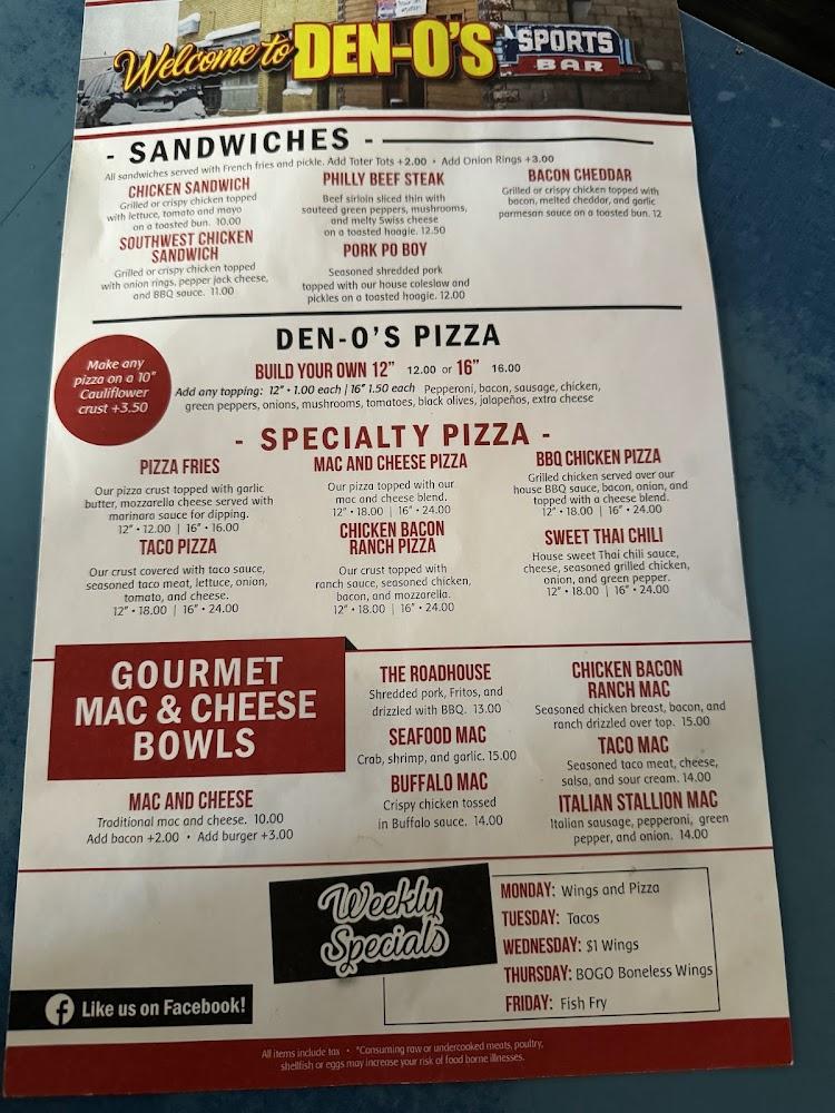 Den-O's Sports Bar Menu image 3